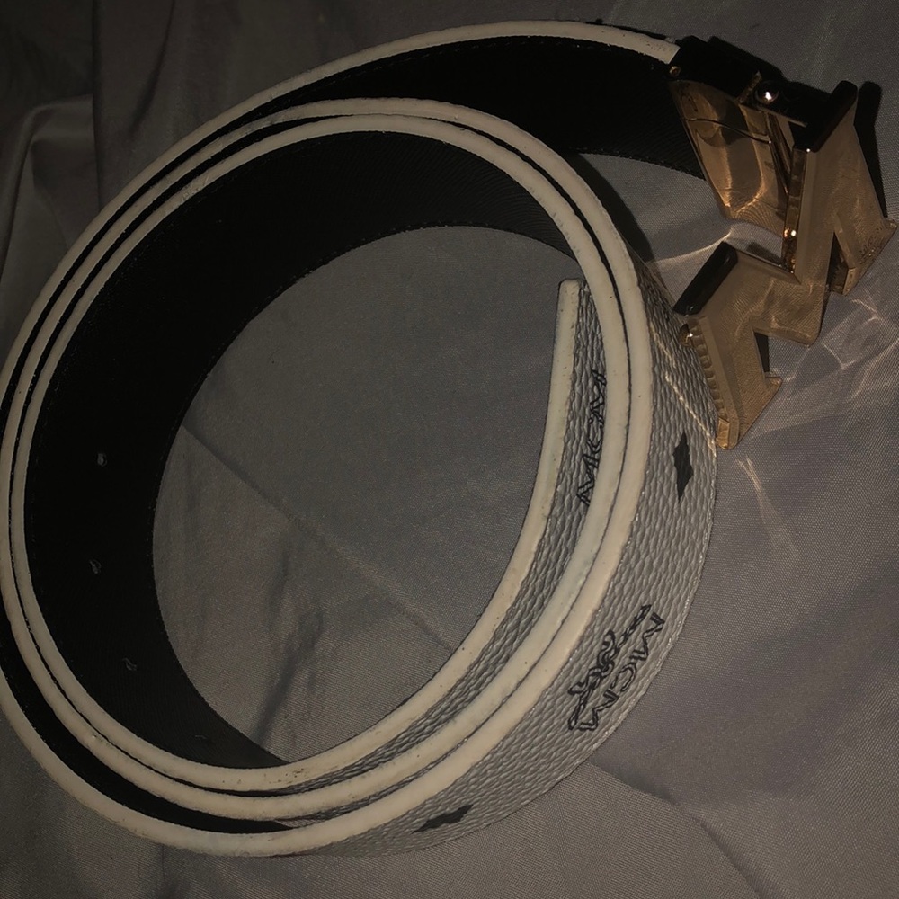 White mcm belt